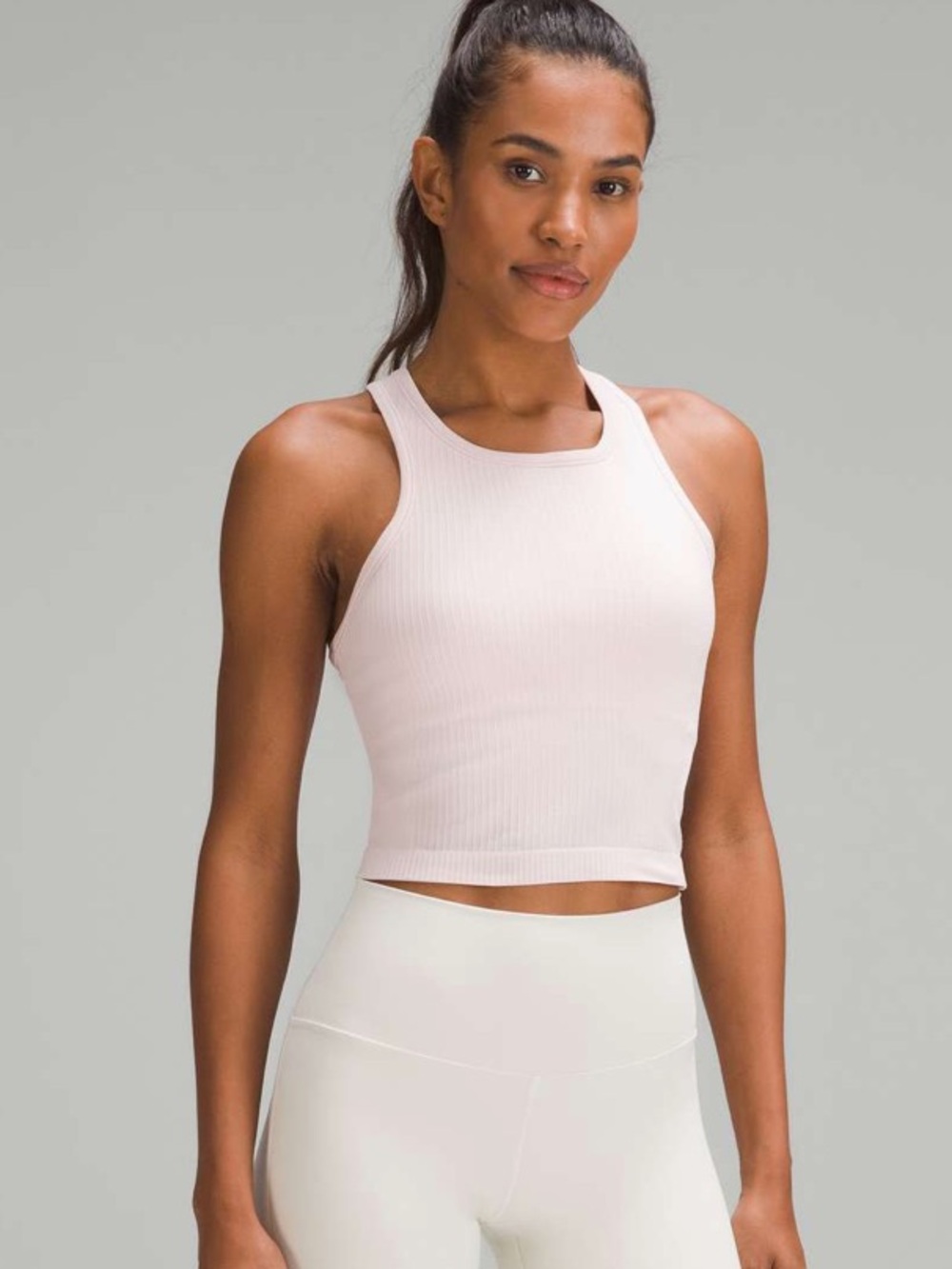 Lululemon Ebb to Street Cropped Racerback Tank Top Flush Pink Size 6